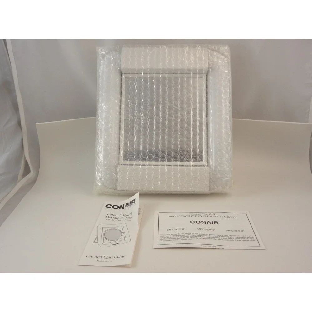 Conair Lighted Travel Makeup Mirror W/ 3x Magnification Square‎ Vintage 1990's
